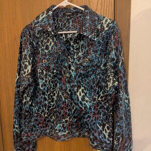 Elementz Sequin Blue, Purple, Black, White "Statement Piece" Top Front Pockets-M